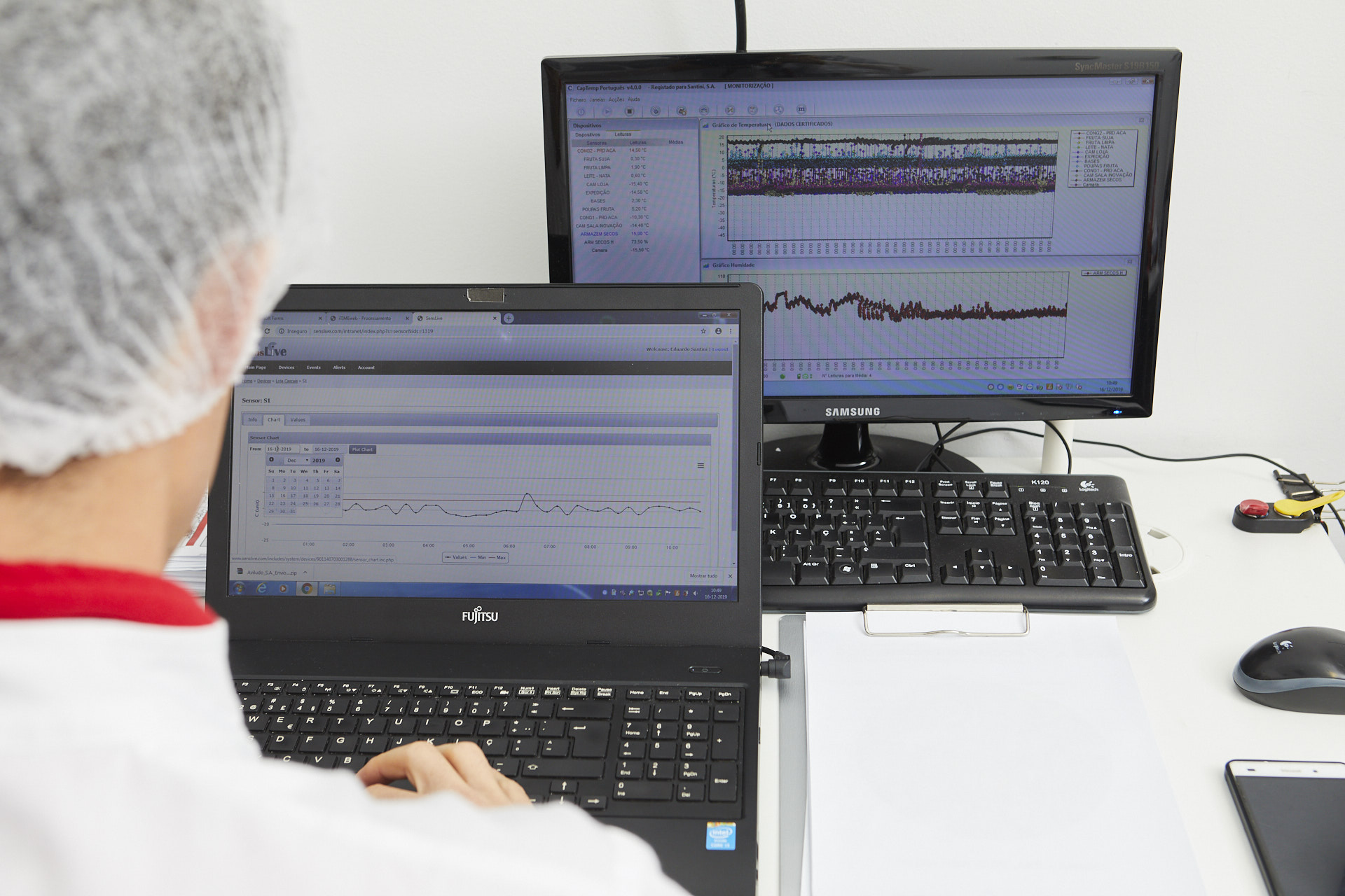 Employee, reviewing data from iot data